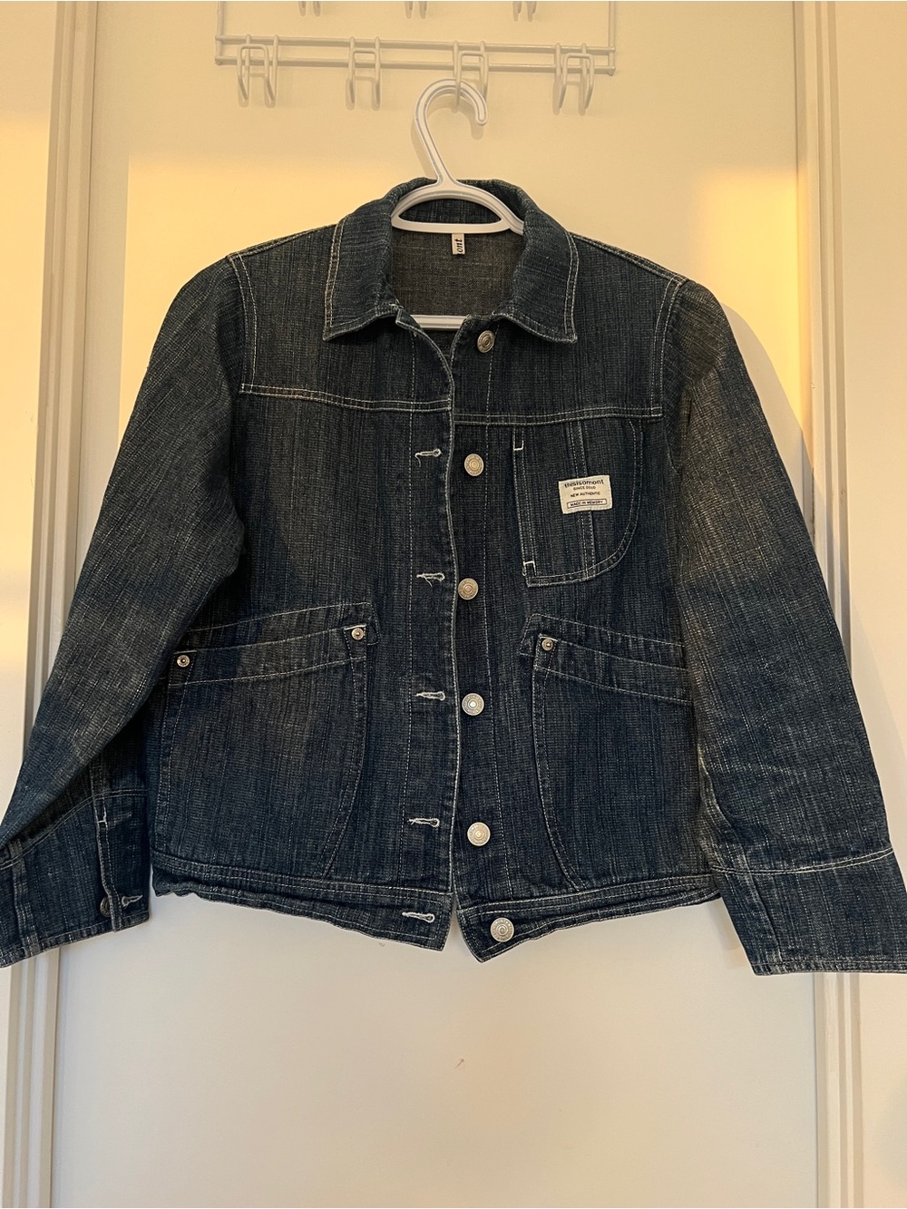 Dark Indigo Denim Jacket with Patch Detail